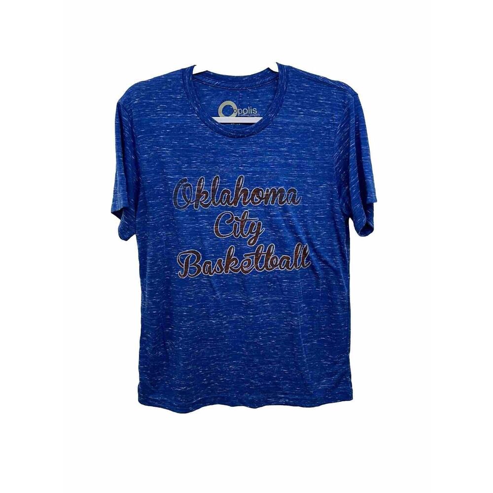 Opolis Oklahoma City Basketball Unisex Adult Large Crewneck Heather Blue T Shirt